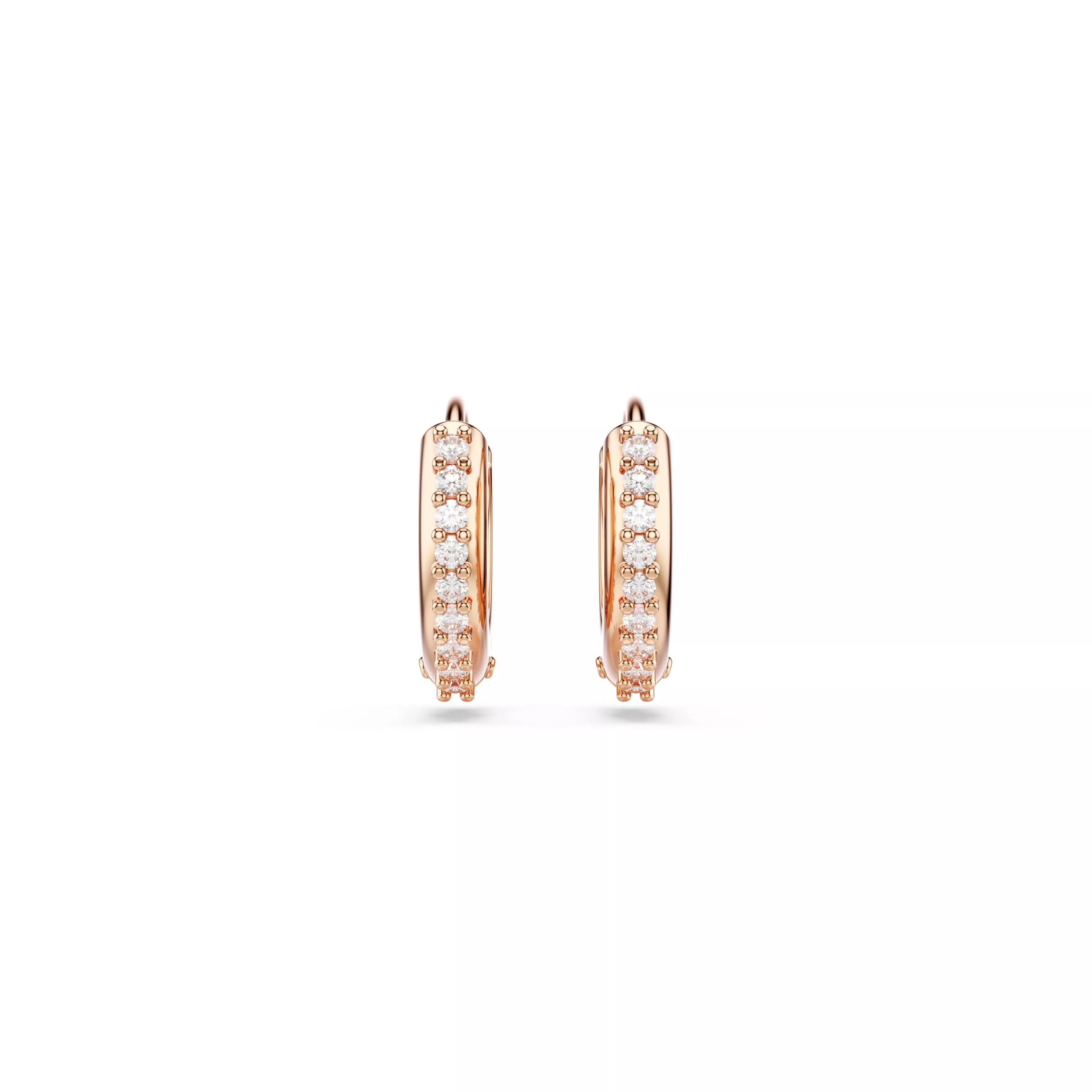 Swarovski Matrix Hoop Earrings - Round Cut, White, Rose Gold-Tone Plated