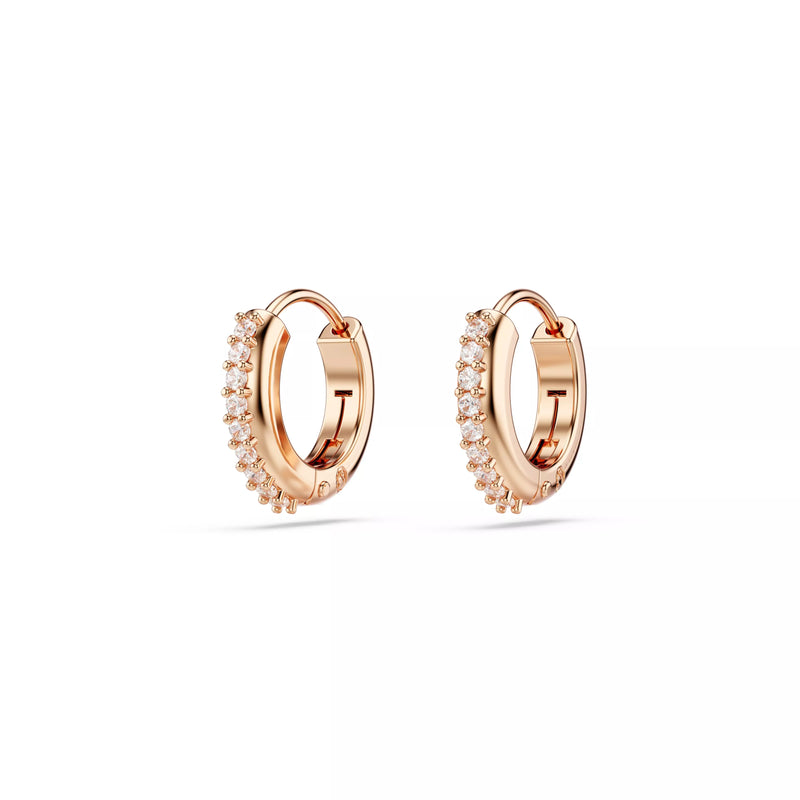 Swarovski Matrix Hoop Earrings - Round Cut, White, Rose Gold-Tone Plated