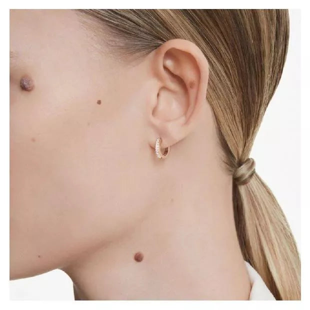 Swarovski Matrix Hoop Earrings - Round Cut, White, Rose Gold Swarovski Matrix Hoop Earrings - Round Cut, White, Rose Gold