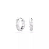 Swarovski Matrix Hoop Earrings - Round Cut, White, Rhodium Plated