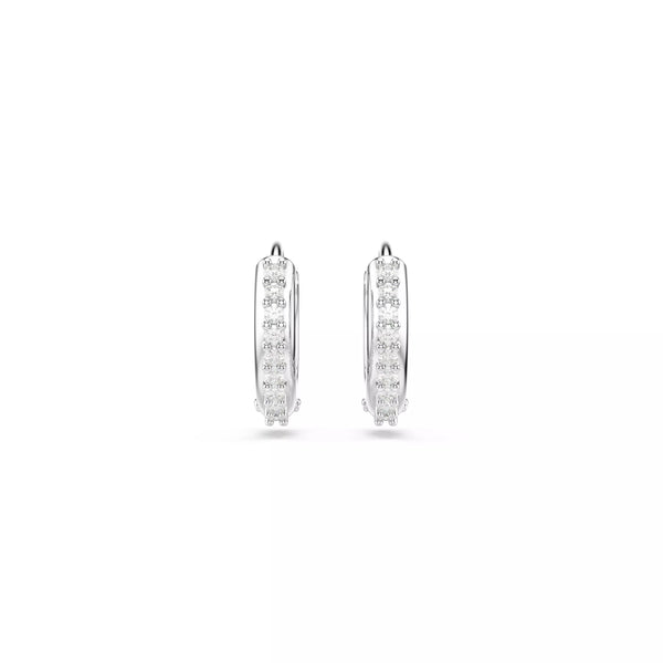 Swarovski Matrix Hoop Earrings - Round Cut, White, Rhodium Plated