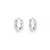 Swarovski Matrix Hoop Earrings - Round Cut, White, Rhodium Plated