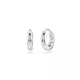 Swarovski Matrix Hoop Earrings - Round Cut, White, Rhodium Plated