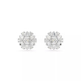 Swarovski Idyllia Stud Earrings - Mixed Cuts, Snowflake, White, Rhodium Plated