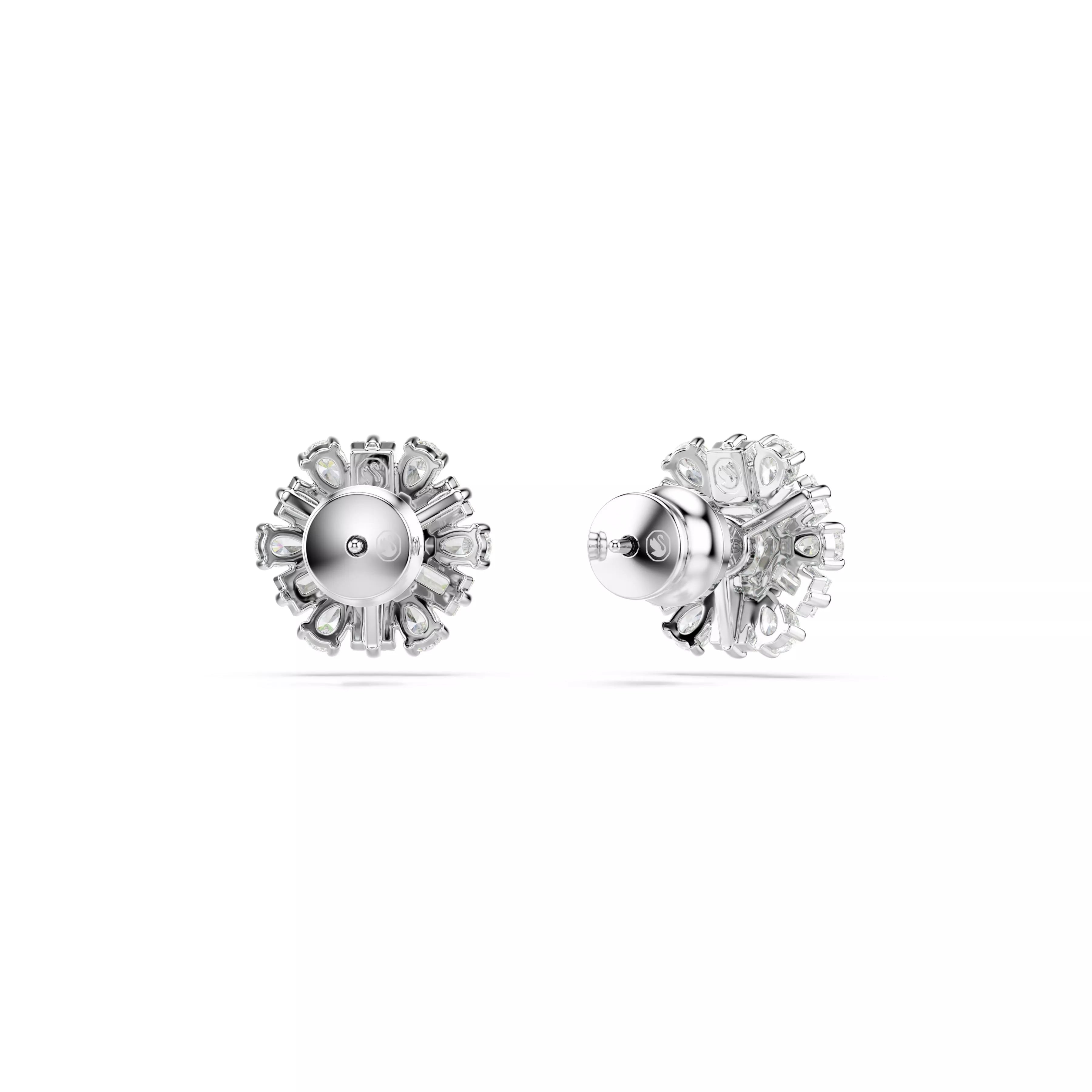 Swarovski Idyllia Stud Earrings - Mixed Cuts, Snowflake, White, Rhodium Plated