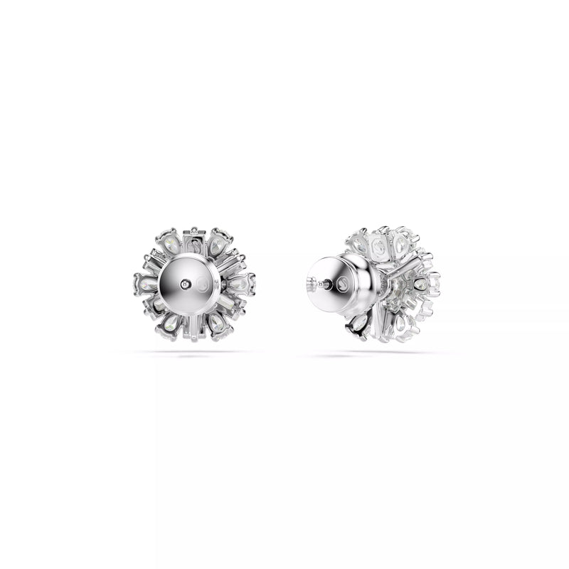 Swarovski Idyllia Stud Earrings - Mixed Cuts, Snowflake, White, Rhodium Plated