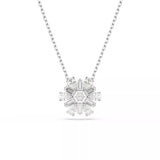 Swarovski Idyllia Pendant Necklace - Mixed Cuts, White, Snowflake, Rhodium Plated