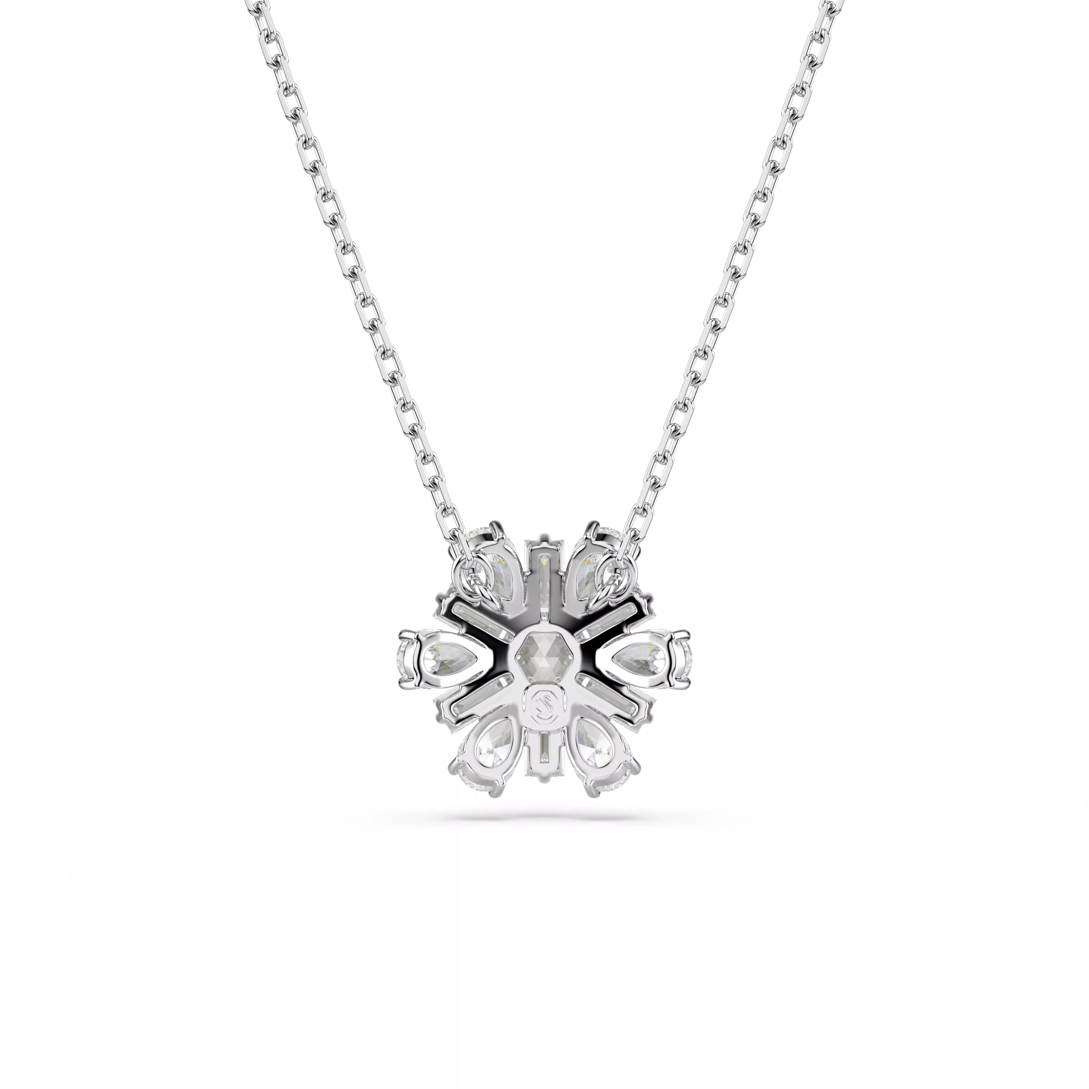 Swarovski Idyllia Pendant Necklace - Mixed Cuts, White, Snowflake, Rhodium Plated