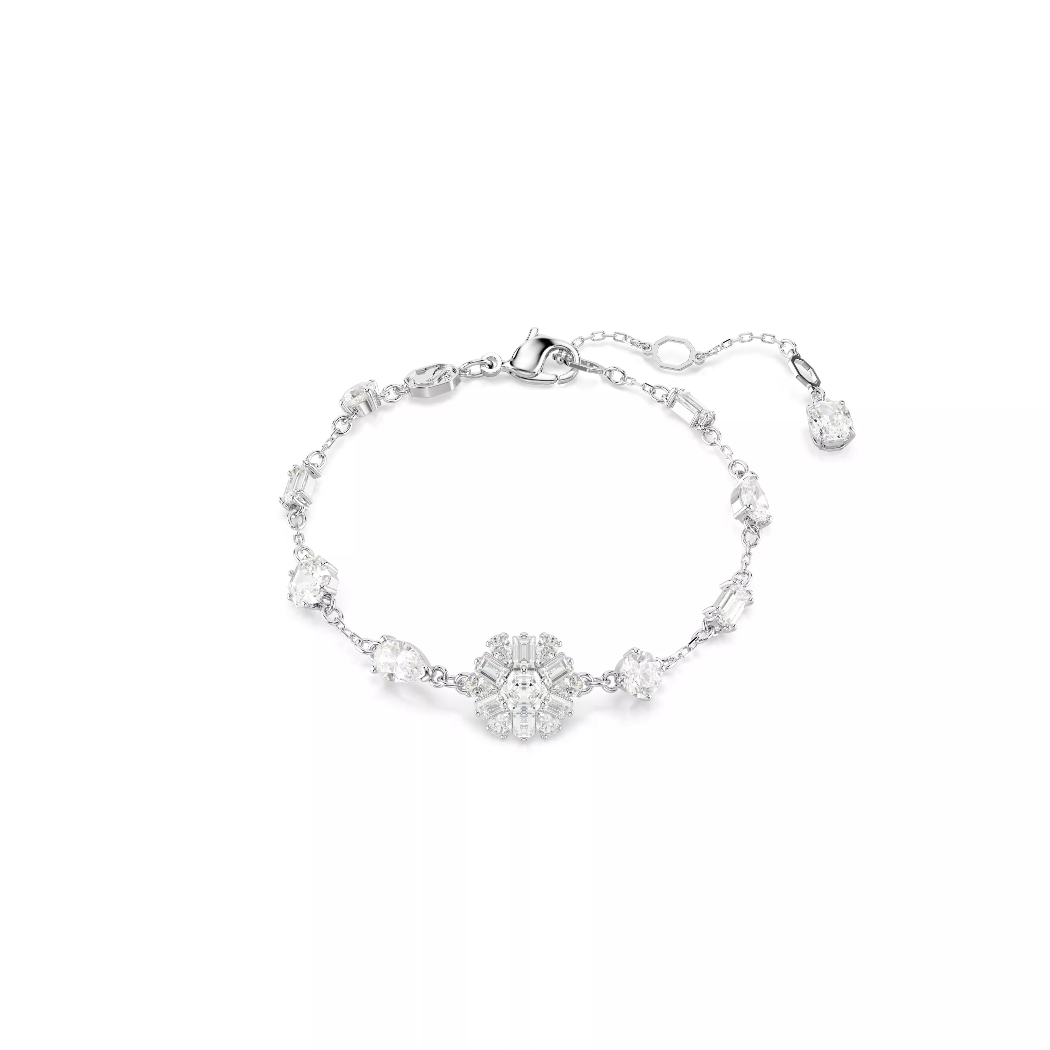 Swarovski Idyllia Bracelet - Mixed Cuts, Snowflake, White, Rhodium Plated