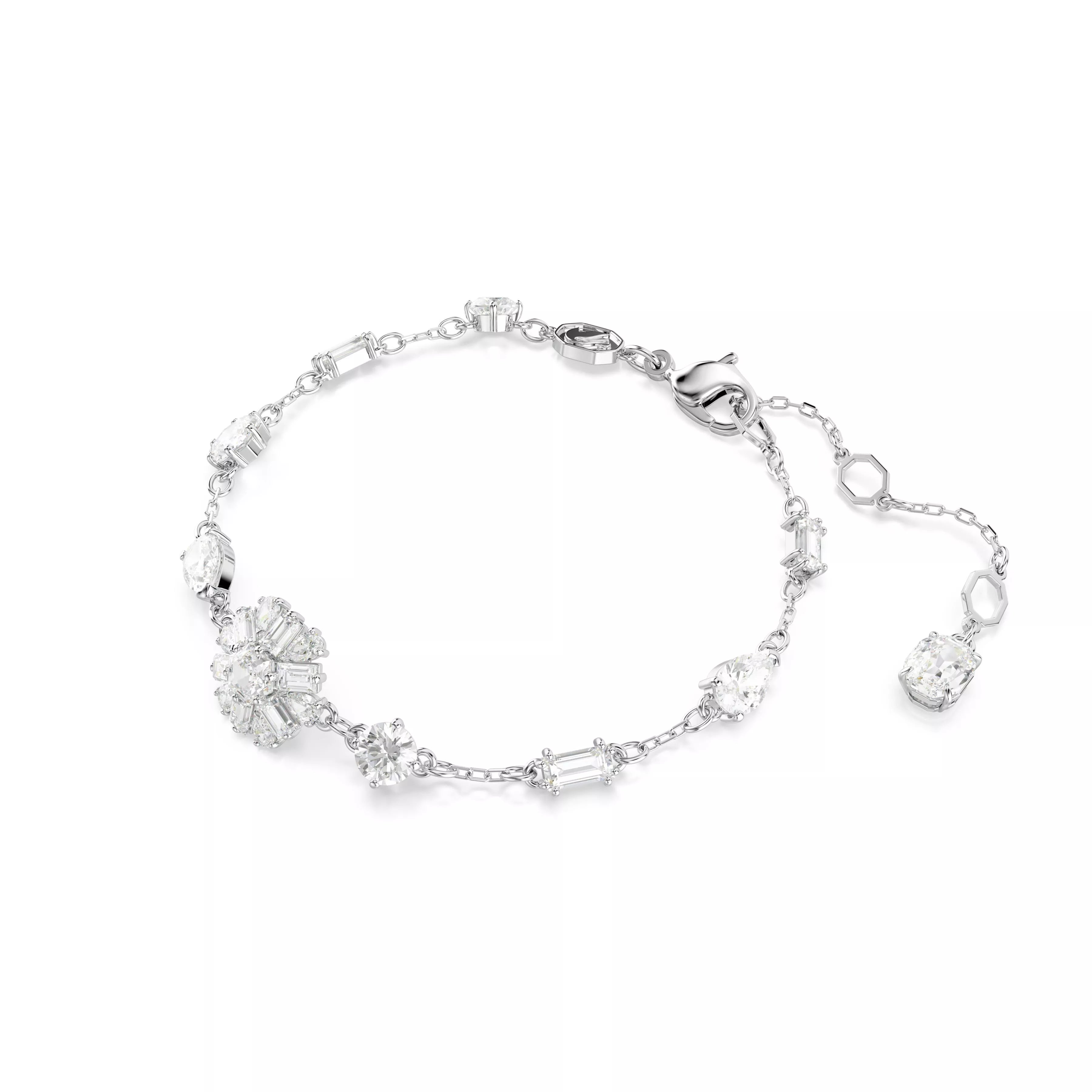 Swarovski Idyllia Bracelet - Mixed Cuts, Snowflake, White, Rhodium Plated