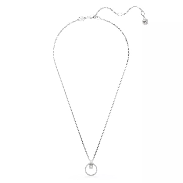 Swarovski Dextera Pendant Necklace - Round Cut, White, Rhodium Plated