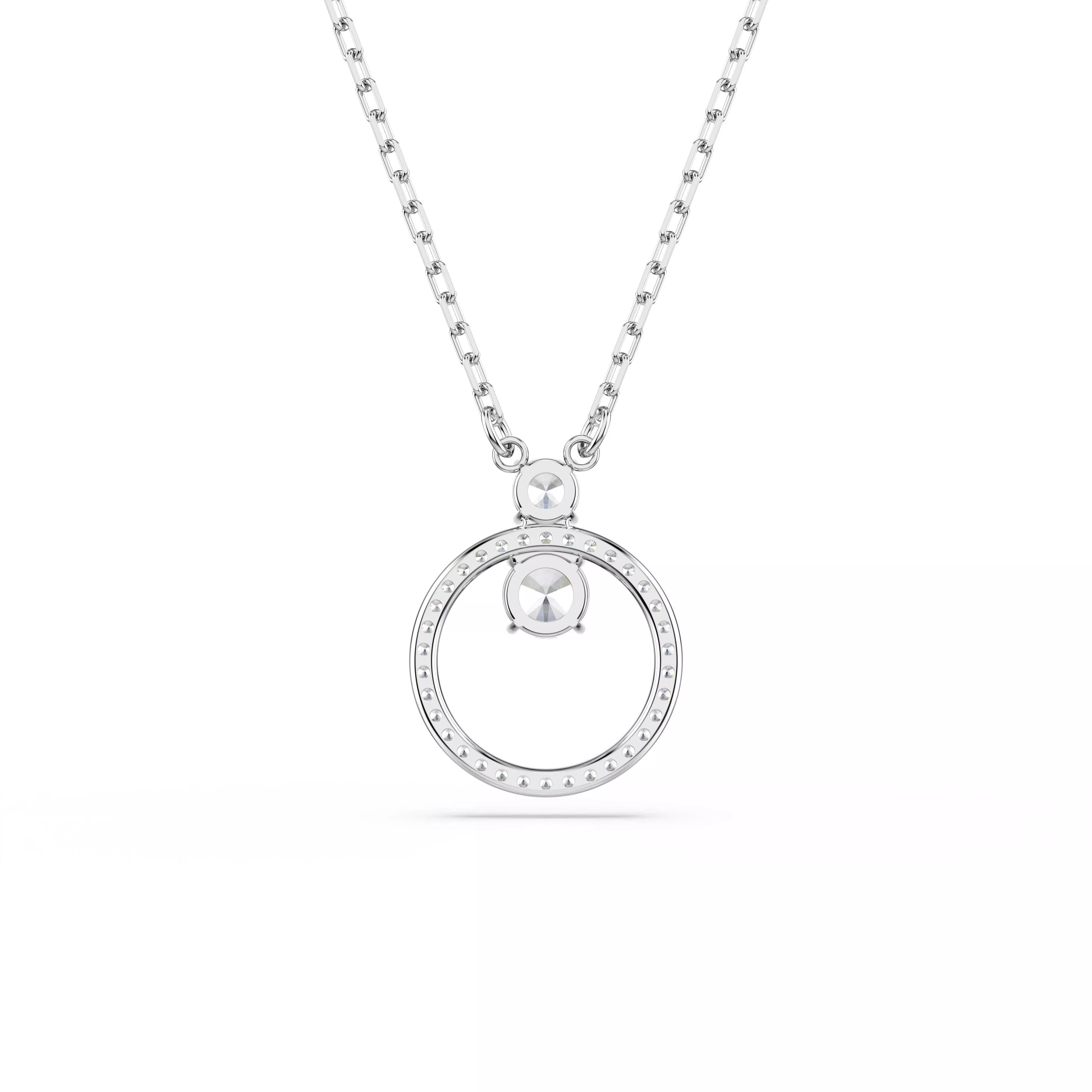 Swarovski Dextera Pendant Necklace - Round Cut, White, Rhodium Plated