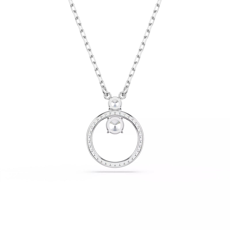 Swarovski Dextera Pendant Necklace - Round Cut, White, Rhodium Plated