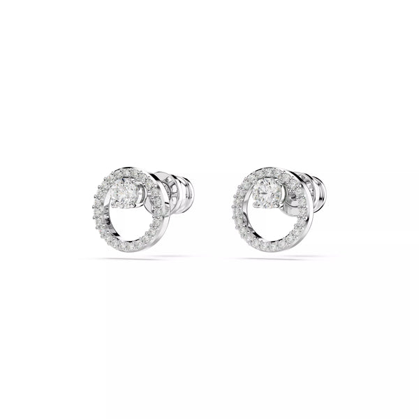 Swarovski Constella Stud Earrings - Round Cut, White, Rhodium Plated