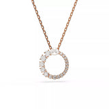 Swarovski Matrix Pendant Necklace - Crystal Pearl, Round Cut, White, Rose-Gold Tone Plated