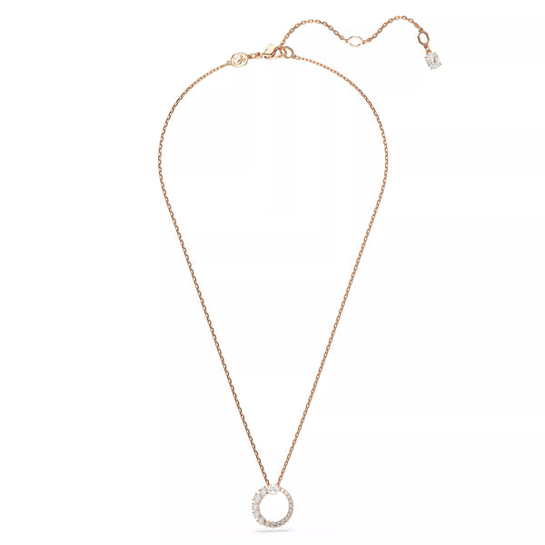 Swarovski Matrix Pendant Necklace - Crystal Pearl, Round Cut, White, Rose-Gold Tone Plated