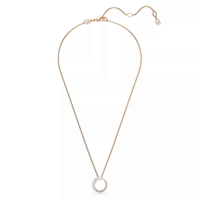 Swarovski Matrix Pendant Necklace - Crystal Pearl, Round Cut, White, Rose-Gold Tone Plated