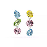 Swarovski Gema Drop Earrings - Asymmetrical Designs, Mixed cuts, Multicolored, Rhodium Plated