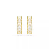 Swarovski Matrix Hoop Earrings - Baguette Cut, Heart, Small, White, Gold-Tone Plated