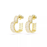 Swarovski Matrix Hoop Earrings - Baguette Cut, Heart, Small, White, Gold-Tone Plated