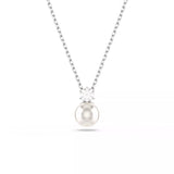 Swarovski Matrix Pendant Necklace - Crystal Pearl, Round Cut, White, Rhodium Plated