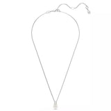 Swarovski Matrix Pendant Necklace - Crystal Pearl, Round Cut, White, Rhodium Plated