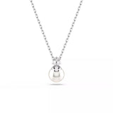 Swarovski Matrix Pendant Necklace - Crystal Pearl, Round Cut, White, Rhodium Plated