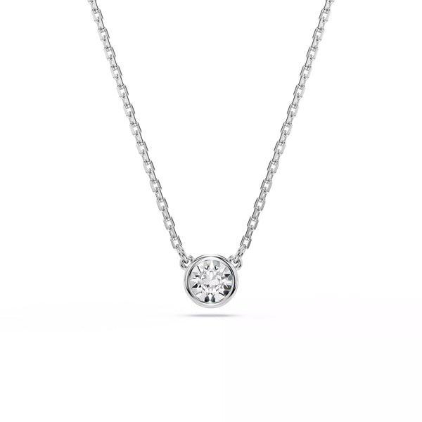 Swarovski Imber Pendant Necklace - Round Cut, White, Rhodium Plated