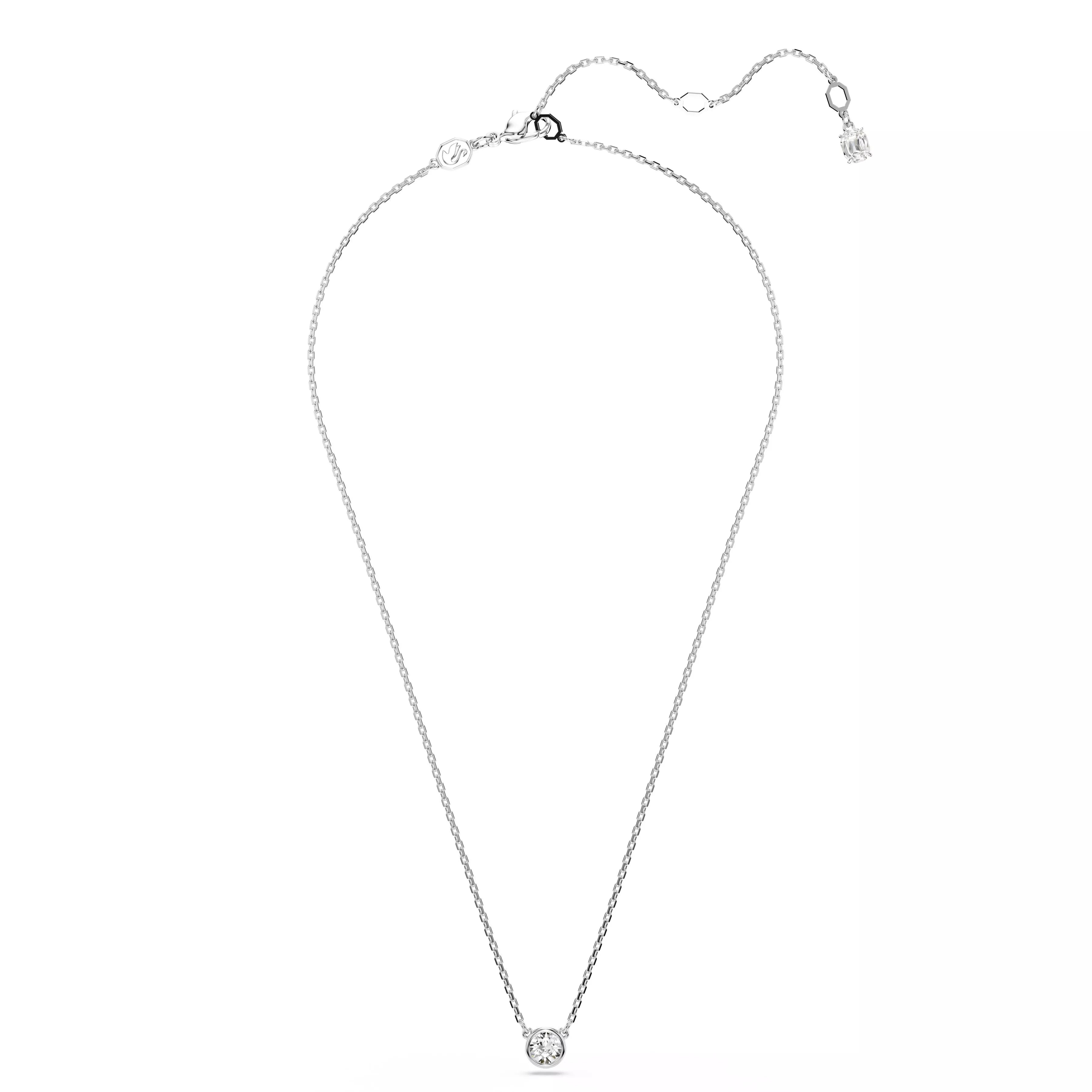 Swarovski Imber Pendant Necklace - Round Cut, White, Rhodium Plated