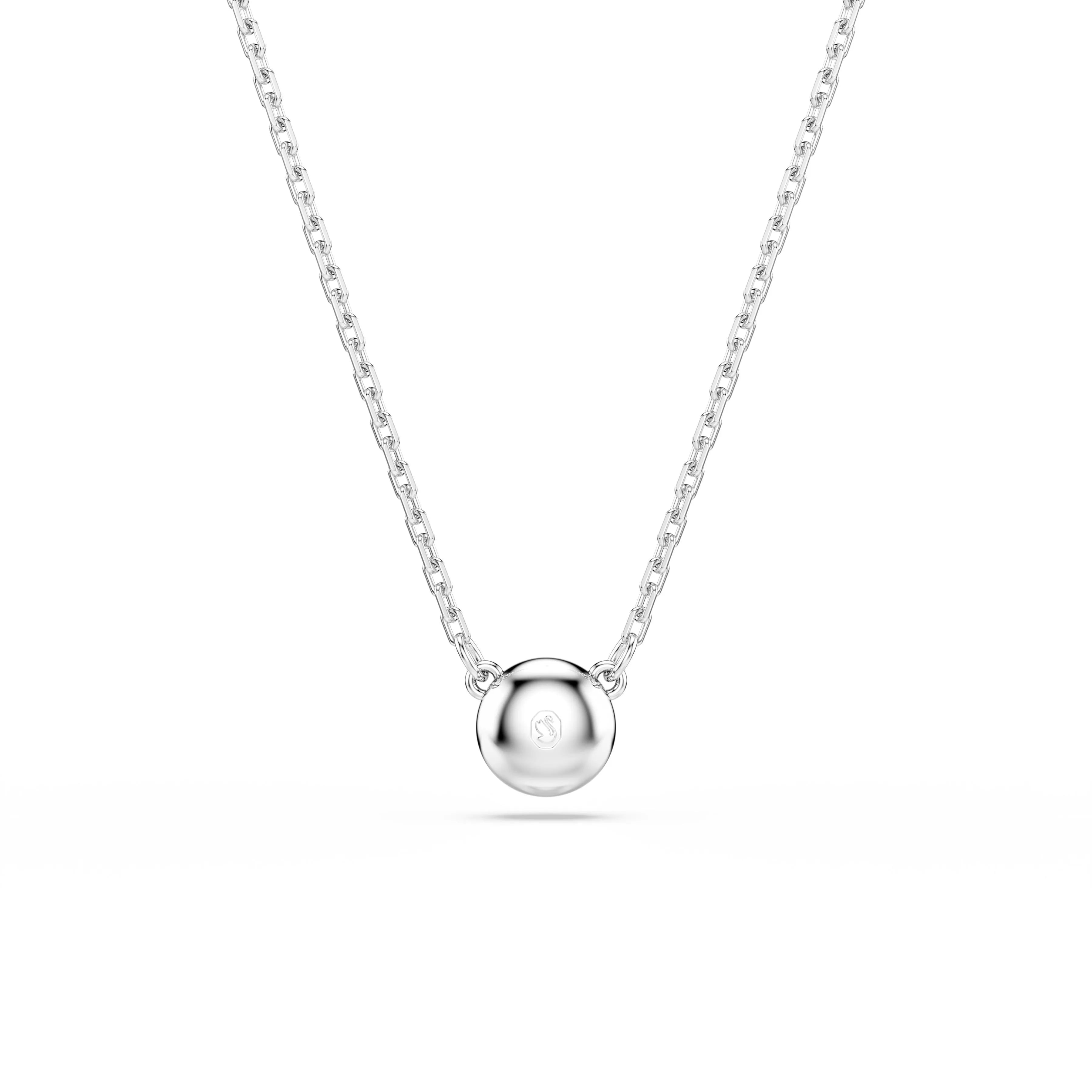 Swarovski Imber Pendant Necklace - Round Cut, White, Rhodium Plated