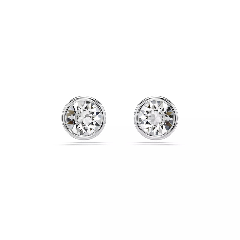 Swarovski Imber Stud Earrings - Round Cut, White, Rhodium Plated