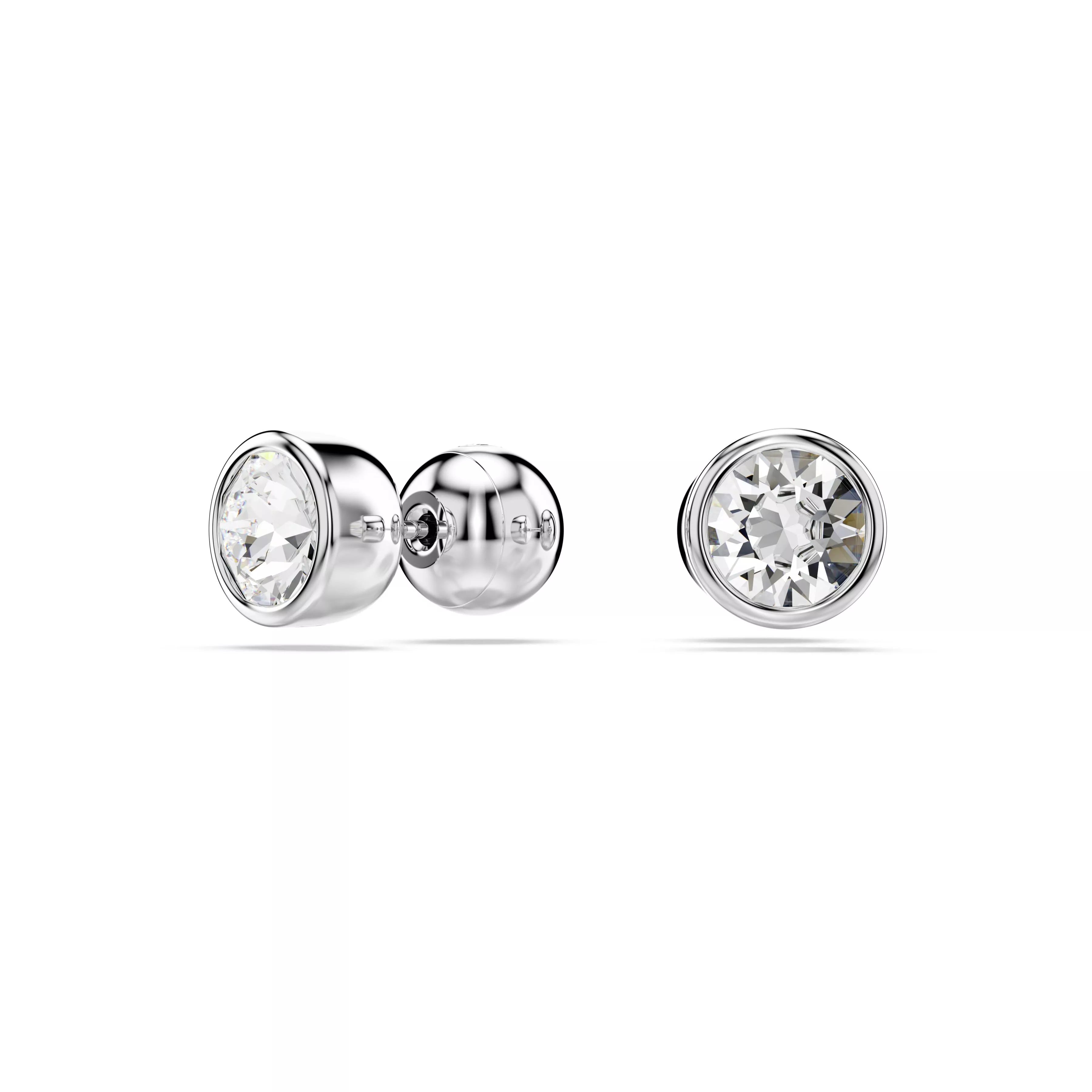 Swarovski Imber Stud Earrings - Round Cut, White, Rhodium Plated