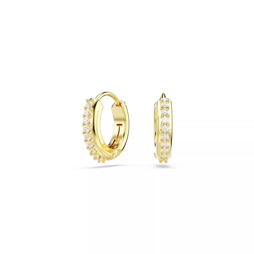 ピアス SWAROVSKI Matrix gold-tone mini hoop earrings 5697228 Swarovski Matrix Hoop Earrings - Round Cut, White, Gold-Tone