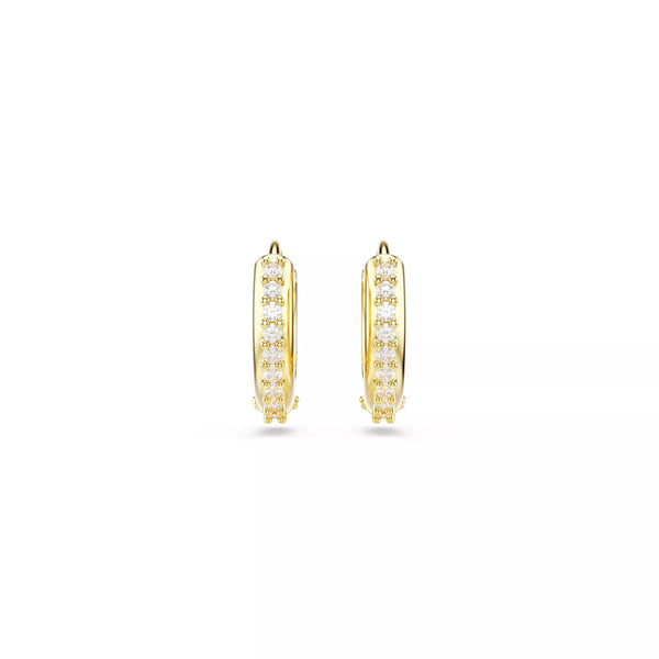 Swarovski Matrix Hoop Earrings - Round Cut, White, Gold-Tone Plated