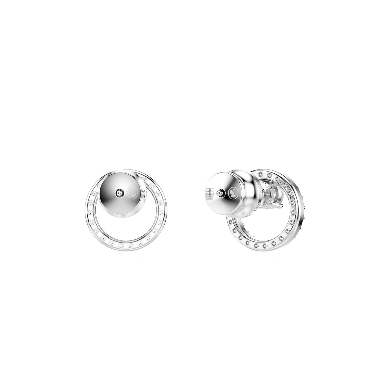 Swarovski Constella Stud Earrings - Round cut, White, Rhodium plated