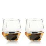 Viski Seneca Crystal Faceted Tumbler & Hexagonal Basalt Stone Set - 4