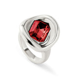 UNOde50 Ser Valiente Silver-Plated Red Crystal Ring - Size 8.5