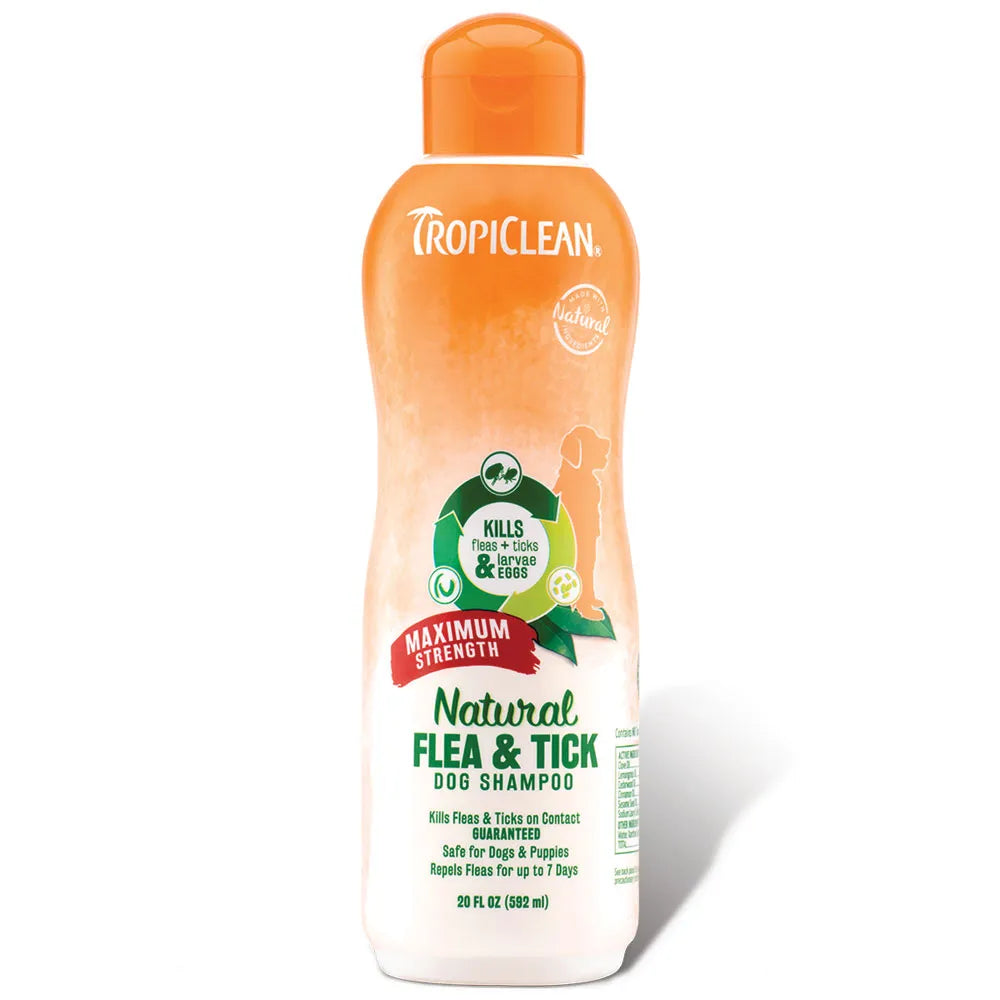 TropiClean Natural Flea & Tick Dog Grooming Shampoo - 20 oz.