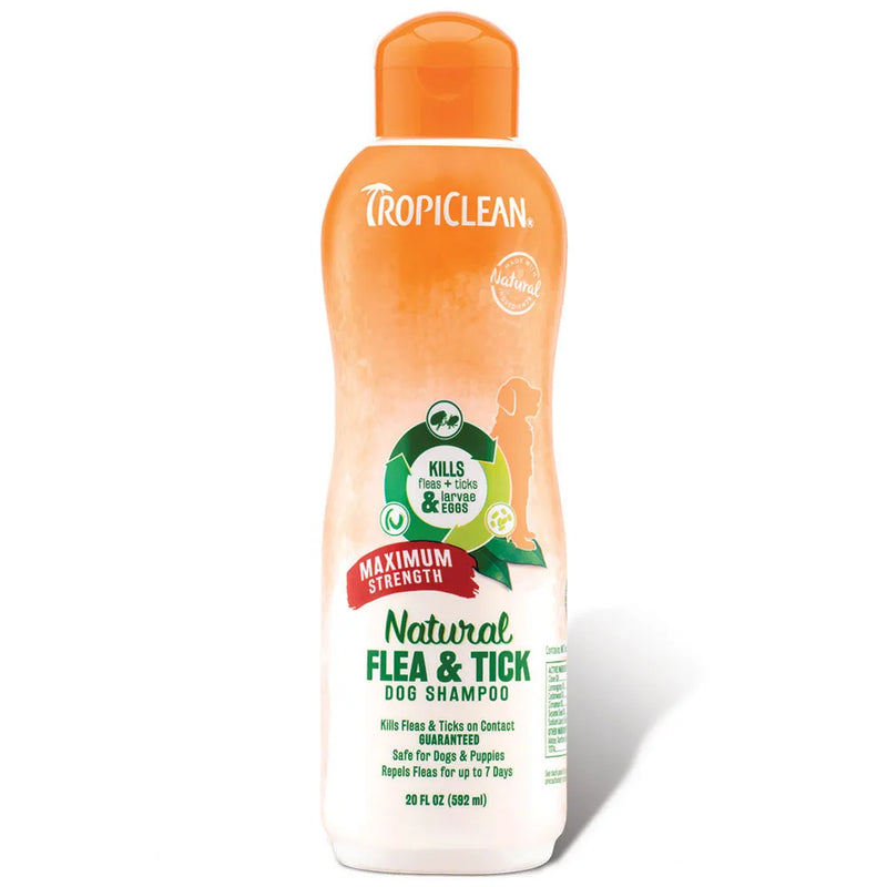 TropiClean Natural Flea & Tick Dog Grooming Shampoo - 20 oz.