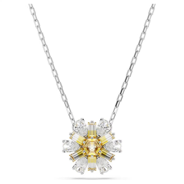 Swarovski Idyllia Pendant Necklace - Flower, Yellow, Rhodium Plated