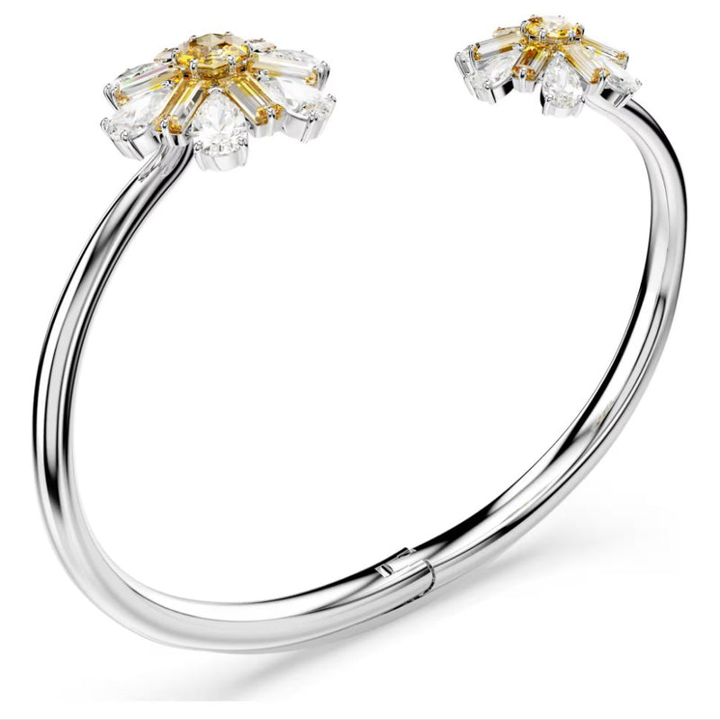 Swarovski Idyllia Bangle Bracelet - Flower, Yellow, Rhodium plated