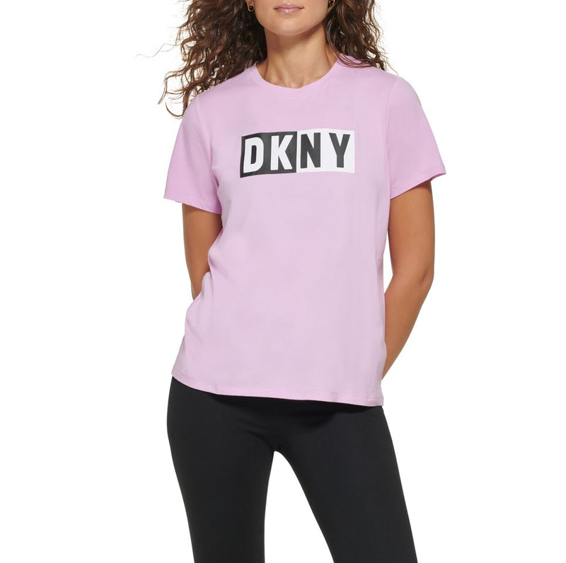 DKNY Womens Two Tone Logo Short Sleeve T-Shirt