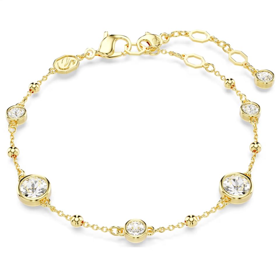 Swarovski Imber Bracelet - Round cut, White, Gold-tone plated