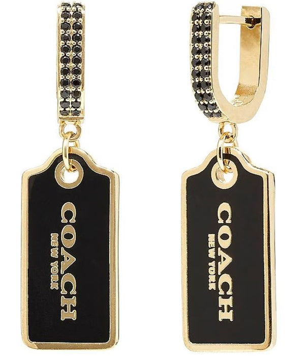 Coach Signature Hangtag Huggies Hoop Earrings - Gold-Plated