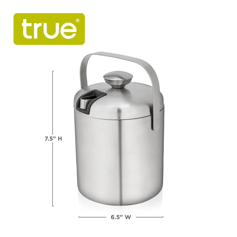 True Double Walled Stainless Steel Ice Bucket With Tongs