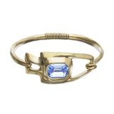 UNOde50 18k Gold Alloy & Blue Faceted Crystal Rigid Bracelet - Medium