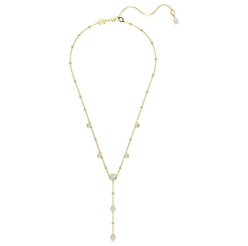 Swarovski Imber Y Necklace - Round Cut, Scattered Design, White, Gold-Tone Plated