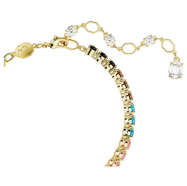 Swarovski Matrix Tennis Bracelet - Round Cut, Multicolored, Gold-Tone Plated