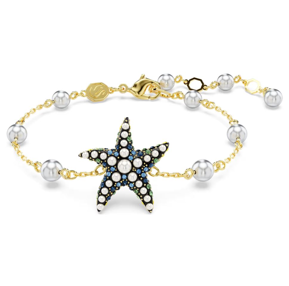 Swarovski Idyllia Angelic Bracelet - Crystal pearls, Starfish, Multicolored, Gold-tone plated