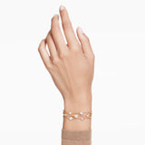 Swarovski Imber Wide Bracelet - Round cut, White, Gold-tone plated